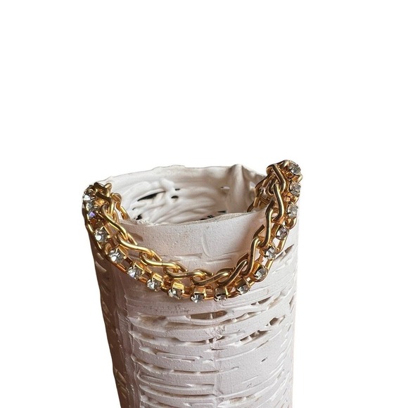 Rhinestone Tennis Bracelet Vintage Clear Glass Gold Tone Prong Set Ladder Link‎ - Picture 1 of 4